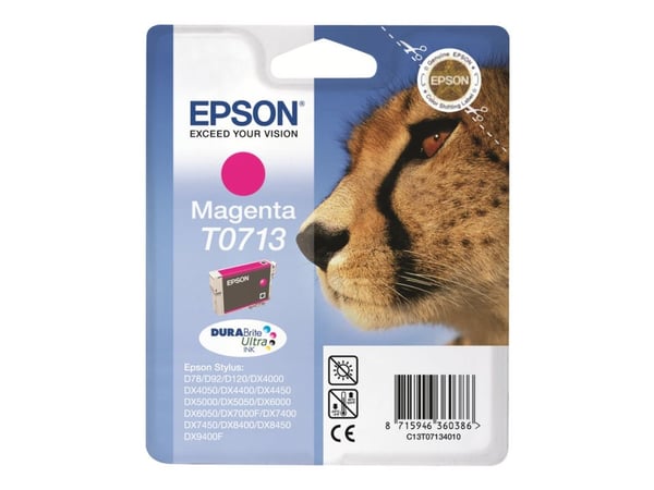 Epson T0713 - 5.5 ml - magenta - original - blekkpatron - for Stylus DX9400, SX115, SX210, SX215, SX218, SX415, SX515, SX610; Stylus Office BX310, ...