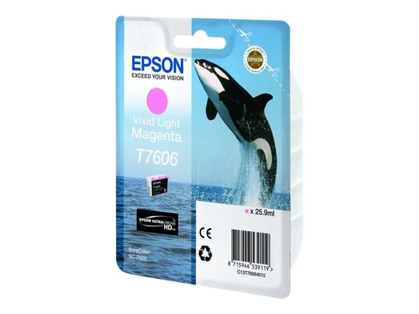 Epson T7606 kirkas vaalea magenta, Kirkas vaaleanmagenta, Väriainepohjainen muste, 25,9 ml, 1 kpl