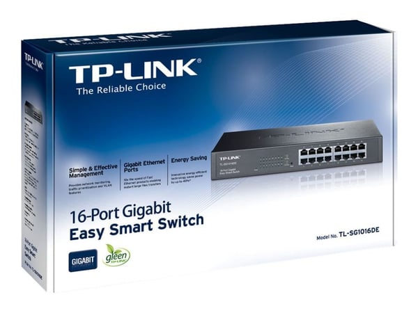 TP-Link JetStream TL-SG1016DE - Switch - Styrt - 16 x 10/100/1000 - rackmonterbar