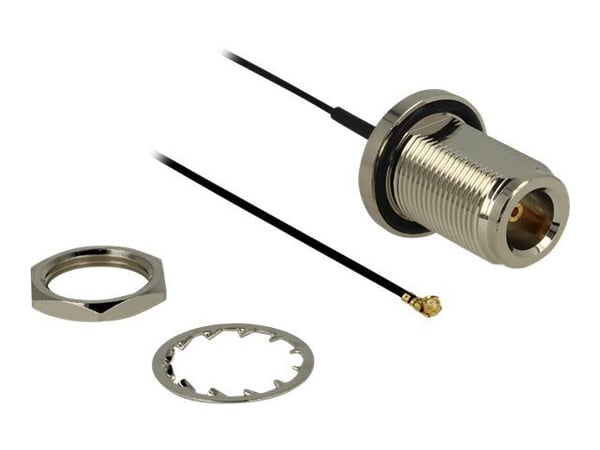 Delock antennekabel N-kontakt for installasjon > MHF/U.FL-kompatibel plugg 130 mm sprutsikker (89430)