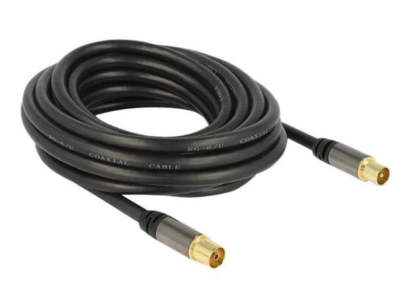 Delock - Antennkabel - IEC-kontakt hane till IEC-kontakt hona - 5 m - 85 dB - svart