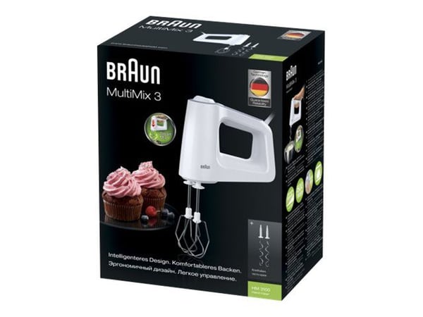 Braun MultiMix HM 3000 WH, Stavmixer, vit, rostfritt stål, 450 W