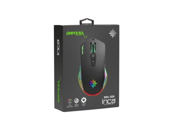 Inca IMG-309, Molempikätinen, USB A-tyyppi, 7200 DPI, Musta