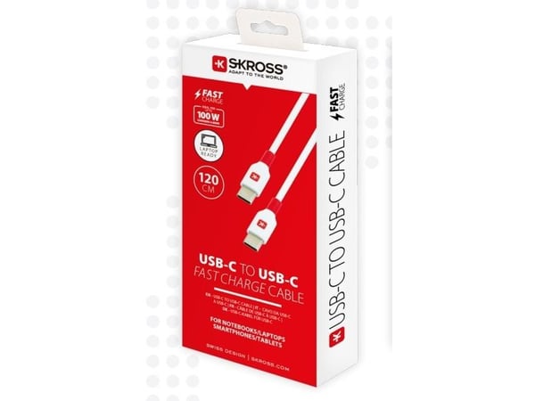 Skross SKCA0019C-C120CN, 1,2 m, USB C, USB C, USB 2.0, Hvit
