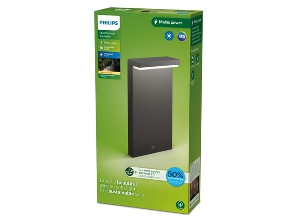 Philips Bustan-sokkel/stilys, 3,8 W, Vegglys, Antrasitt, Metall, IP44, Terrasse, Hage, I