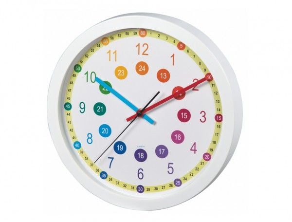 Hama "Easy Learning" Children's - Klokke - kvarts - veggmonterbar - 30 cm - Farge - ramme: hvit
