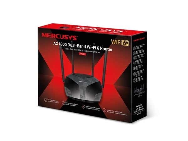TP-Link MR70X, Wi-Fi 6 (802.11ax), Dual-band (2,4 GHz / 5 GHz), Nätverksansluten (Ethernet), Svart, Bordsrouter