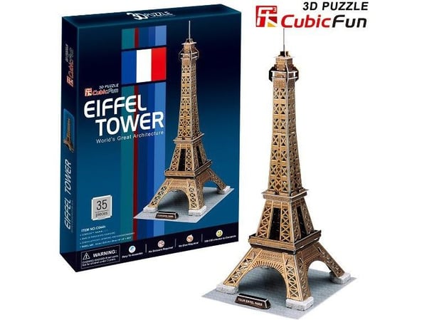 CubicFun C044h Eiffel Tower Paris France World's Great Architectures 3d Puzzle, 35 Pieces