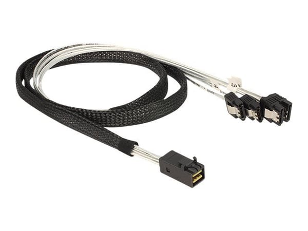 Delock - SATA/SAS-kabel - SAS 6Gbit/s - 4-spors - 4 x Mini SAS HD (SFF-8643) (hann) til SATA (hunn) - 1 m - låst
