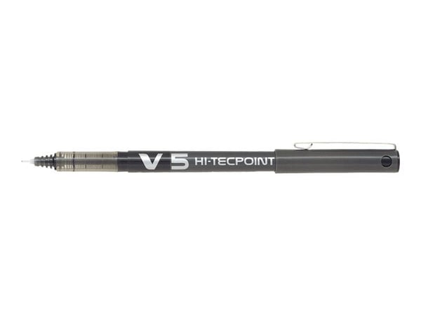 Pilot Hi-Tecpoint V5 - Kuulakärkikynä - musta - vesipohjainen muste - 0,5 mm - extrafine - (12 kpl)