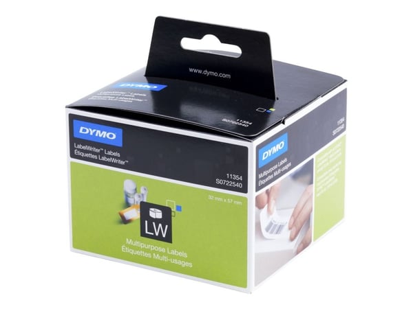 DYMO LW - Yleistarrat - 32 x 57 mm - S0722540, Valkoinen, Itse kiinnittyvä tulostintarra, Paperi, Irroitettava, Suorakulmio, LabelWriter