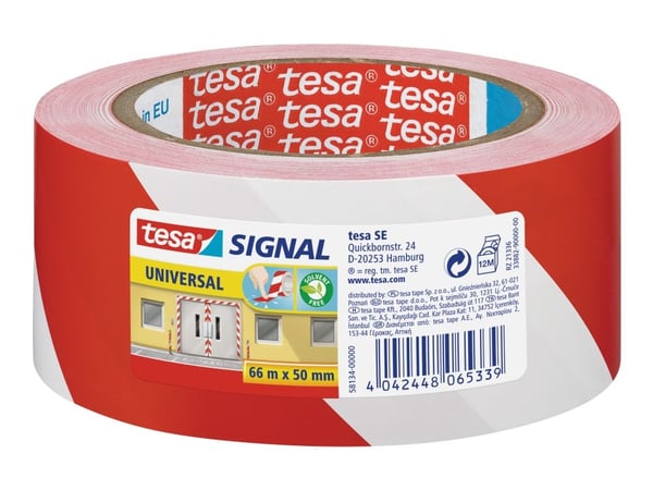 Tesa Signal Universal - Maskeringstape - 50 mm x 66 m - polypropylen - rød, hvit Tesa Signal Universal - Maskeringstape - 50 mm x 66 m - polypropylen - rød, hvit