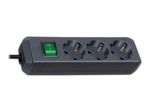 brennenstuhl Eco-Line - Flerkoplingslist - utgangskontakter: 3 - 1.5 m kabel - svart