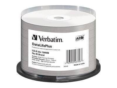 Verbatim DataLifePlus Professional - 50 x CD-R - 700 MB 52x - bred termoskriveoverflate - spindel