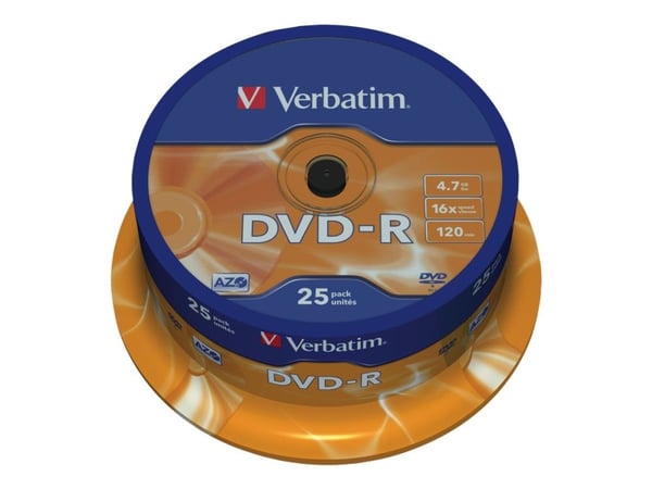 Verbatim - 25 x DVD-R - 4.7 GB 16x - matt sølv - spindel