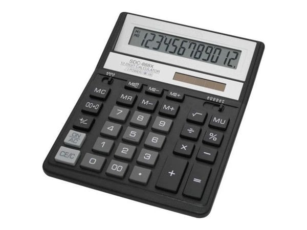 Citizen SDC-888XBK - Skrivebordskalkulator - 12 siffer - solcellepanel, batteri - svart Citizen SDC-888XBK - Skrivebordskalkulator - 12 siffer - solcellepanel, batteri - svart