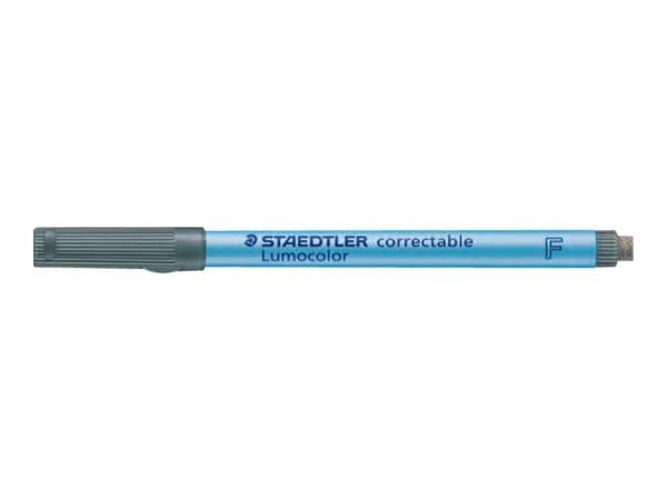 STAEDTLER Lumocolor correctable - Markering - icke-permanent - för overhead-diapositiv, whiteboard, film - svart - 0.6 mm - fin - med radergummi