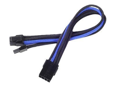 SilverStone PP07 - Förlängningskabel för ström - 8-stifts PCIe-ström (6+2) (hane) till 8-stifts PCIe-ström (hona) - 25 cm - svart/blå