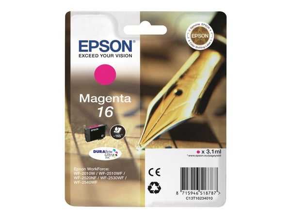 Epson 16 - 3.1 ml - magenta - original - bläckpatron - för WorkForce WF-2010, 2510, 2520, 2530, 2540, 2630, 2650, 2660, 2750, 2760