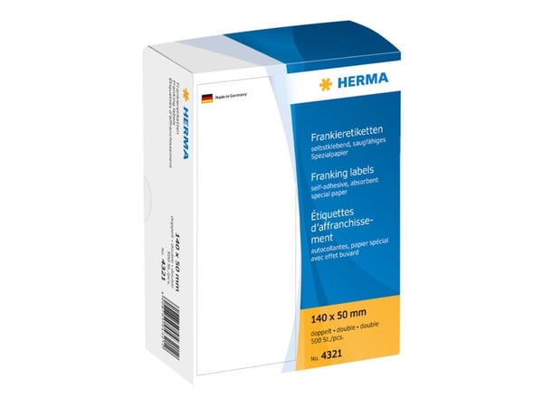HERMA Franking labels - Papir - selv-adhesiv - hvit - 163 x 45 mm 1000 etikett(er) (500 ark x 2) merkelapper