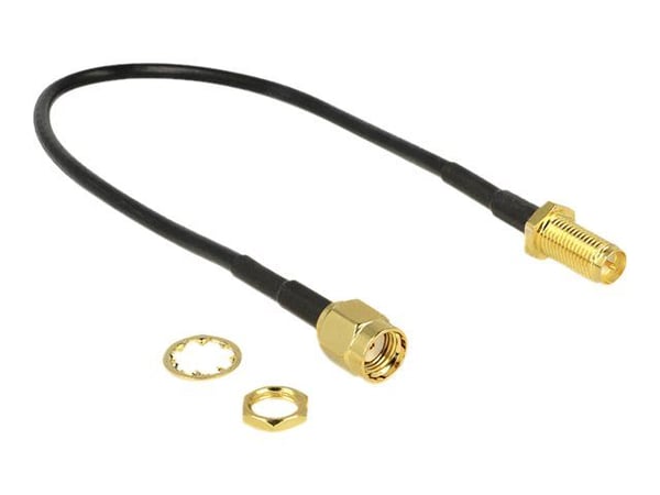 DeLOCK - Antennikaapeli - RP-SMA (hun) til RP-SMA (han) - 20 cm - RG-174 - lajittelu