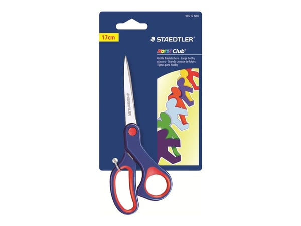 Staedtler Noris Club 965, enkel, blå, röd, rostfritt stål, konst- och hantverkssax, ambidextrous, halvförskjutet handtag