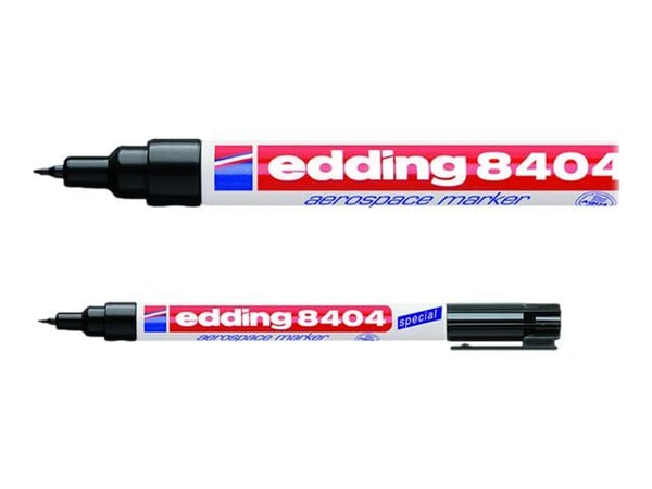 Edding 8404, Musta, Pyöreä pää, Musta, Valkoinen, Hienojakoinen, 0,75 mm, Alumiini, Silitysrauta, Metalli, Muovi, Kumi, Ruostumaton teräs, Terästä