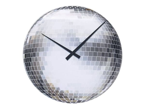 Nextime Little Disco - Klokke - kvarts - skrivebord, veggmonterbar - 20 cm - glitrende sølv
