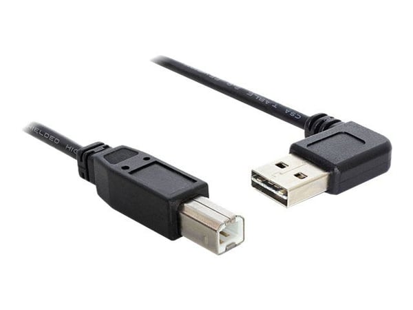 Delock EASY-USB - USB-kabel - USB-type B (hann) til USB (hann) - 1 m - 90° kontakt - svart