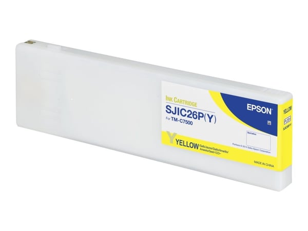Epson SJIC26P(Y): Ink cartridge for ColorWorks C7500 (Yellow), Keltainen, Väriainepohjainen muste, 1 kpl