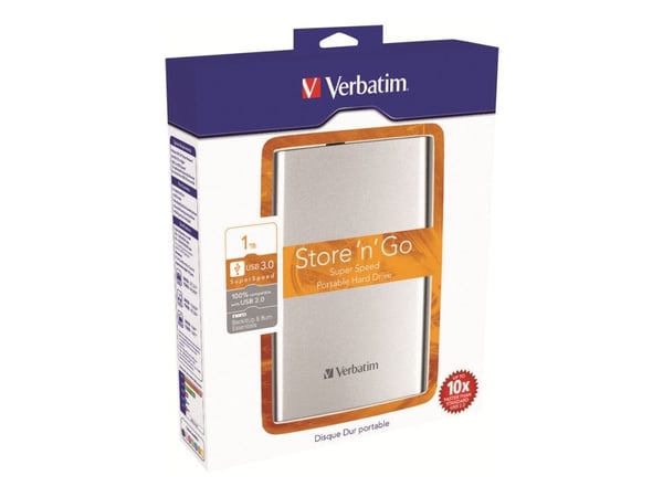Verbatim Store 'n' Go ulkoinen kovalevy 1 TB 2.5" USB 3.0, hopea (53071)