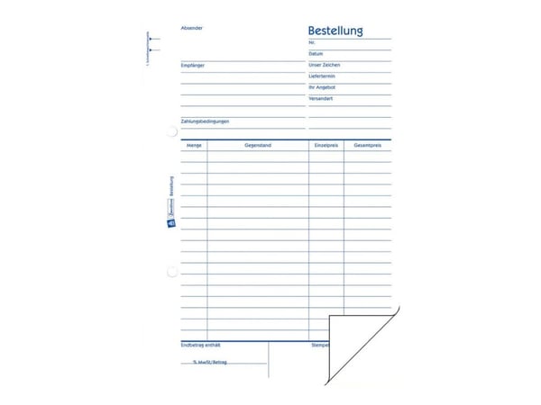 Avery Zweckform - Bestillingsskjema - 50 ark - A5 (148 x 210 mm) - dublett - karbonfri