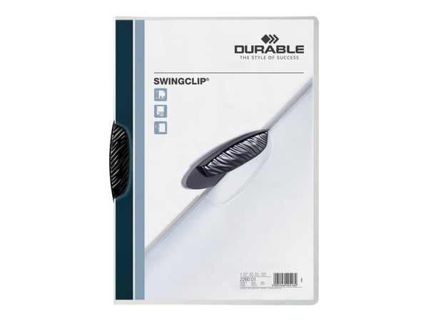 DURABLE SWINGCLIP - Klipsfil - for A4 (210 x 297 mm) - kapasitet: 30 ark - transparent med svart klips