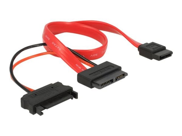 Delock - SATA-kabel - Slimline SATA (hunn) til SATA, SATA-strøm - 30 cm