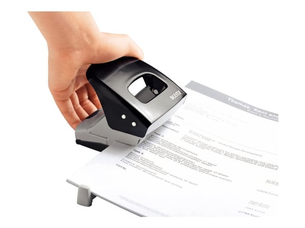 Hulapparat Leitz 5008 sort 2-huls med skinne - til 30 ark