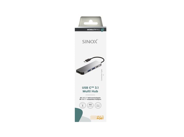 Sinox PRO USB C Hub. 0,15m. Aluminium