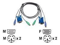 ATEN 2L-5005P/C - Tastatur / video / musekabel (KVM) - PS/2, HD-15 (VGA) (hann) til PS/2, HD-15 (VGA) - 5 m - for ATEN CS-142; MasterView CS-124, 8...