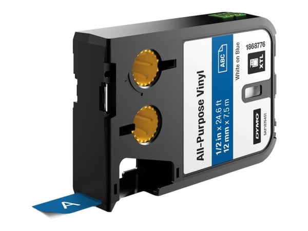 DYMO XTL - Vinyl - hvitt på blått - Rull (1,2 cm x 7,5 m) 1 rull(er) merkelapper - for XTL 300, 500
