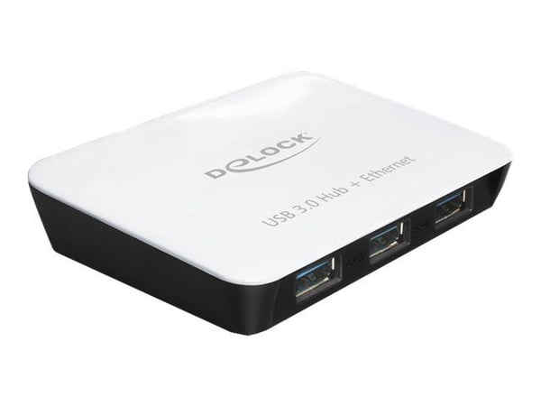 Delock - Nettverksadapter - USB 3.0 - 1GbE - 1000Base-T + 3 x USB 3.0