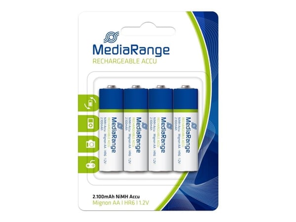 MediaRange - Batteri 4 x AA-type - NiMH - (ladbare) - 2100 mAh