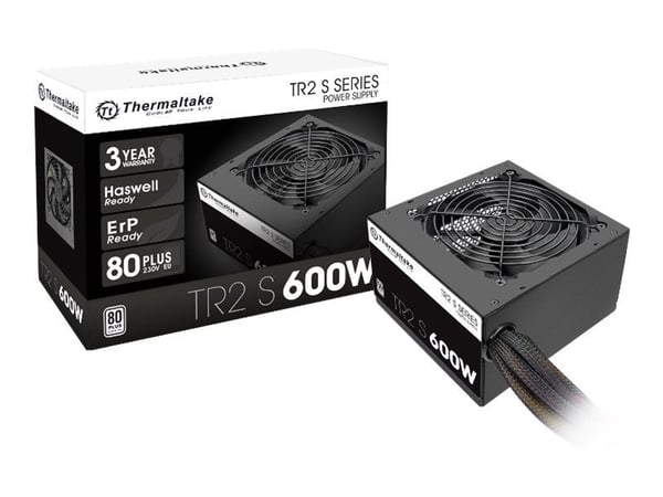 Thermaltake TR2 S 600W - Strømforsyning (intern) - ATX12V 2.3/ EPS12V - 80 PLUS - AC 230 V - 600 watt - aktiv PFC - Europa - svart