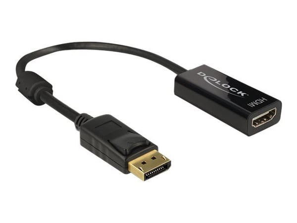 Delock - Video adapter - DisplayPort hann til HDMI hunn - 20 cm - svart - 4K-støtte