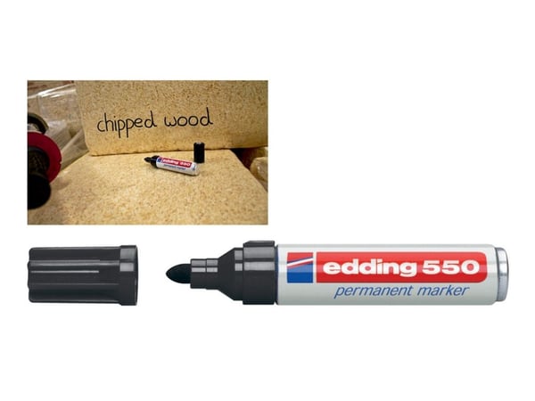 edding 550 - Markør - permanent - for glass, metall, plast - svart - 3-4 mm