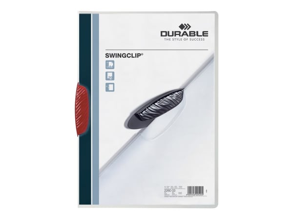 DURABLE SWINGCLIP - Klippfil - för A4 (210 x 297 mm) - kapacitet: 30 ark - genomskinlig med röd klämma