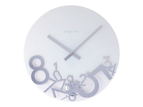Nextime Dropped - Klokke - kvarts - veggmonterbar - 43 cm - ramme: hvit