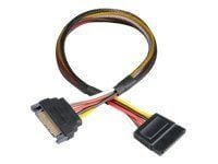 Akasa - Jatkojohto virtalähteelle - SATA-virta (uros) SATA-virta (naaras) - 30 cm - musta metalliverkko