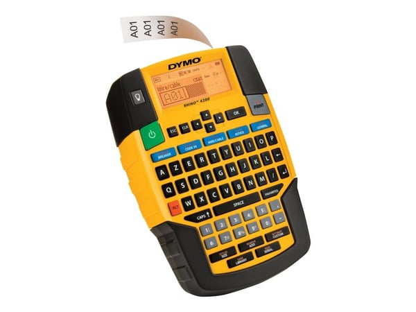 DYMO Rhino 4200 - Etikettmaker - S/H - termotransfer - Rull (1,9 cm) - 180 dpi - inntil 15 mm/sek - kutter - gul