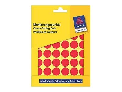 Avery 3374, Punainen, Pyöreä, Kiinteä, Paperi, 1,8 cm, 1056 kpl