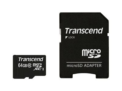 Transcend Premium - Flashminnekort (microSDHC til SD-adapter inkludert) - 64 GB - UHS Class 1 / Class10 - 300x - microSDXC UHS-I
