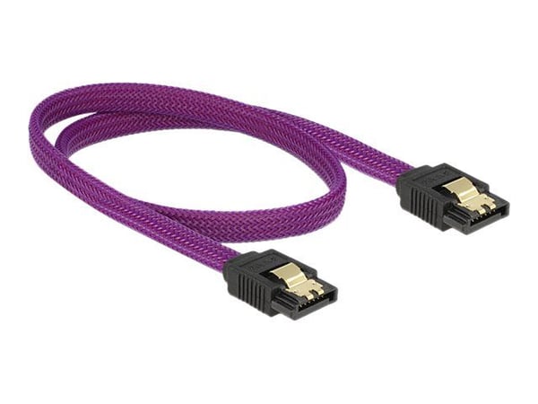 Delock Premium - SATA-kabel - Serial ATA 150/300/600 - SATA (hann) til SATA (hann) - 50 cm - låst - purpur